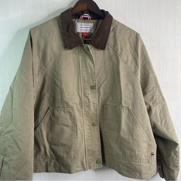 NWT Hunter Women’s Barn Jacket Oversized Quilted Corduroy Collar Tan XL - Picture 6 of 11